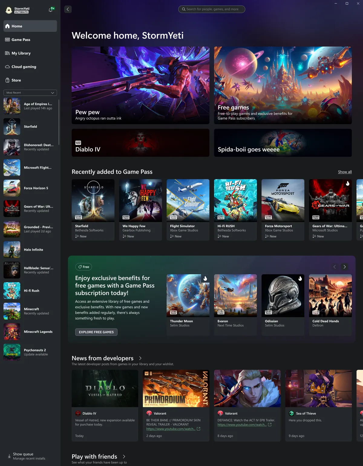The Free-to-Play promotion on Home