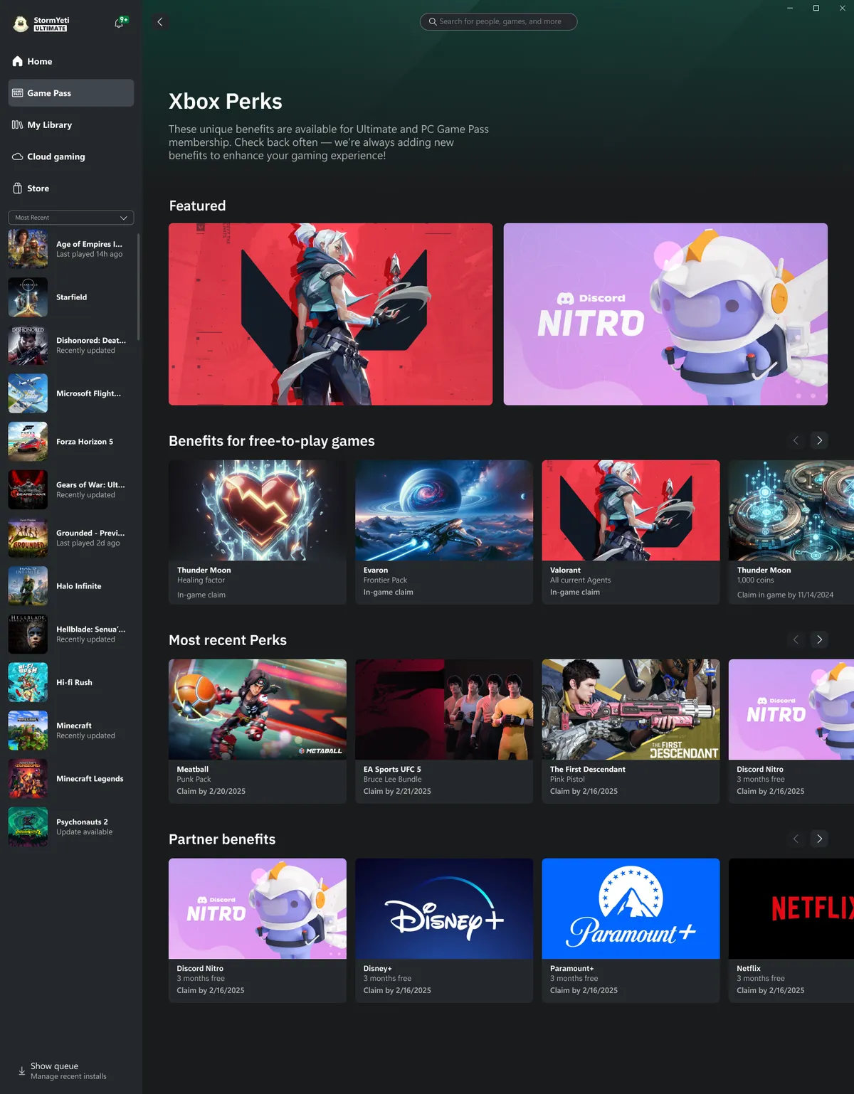 The refreshed Perks page