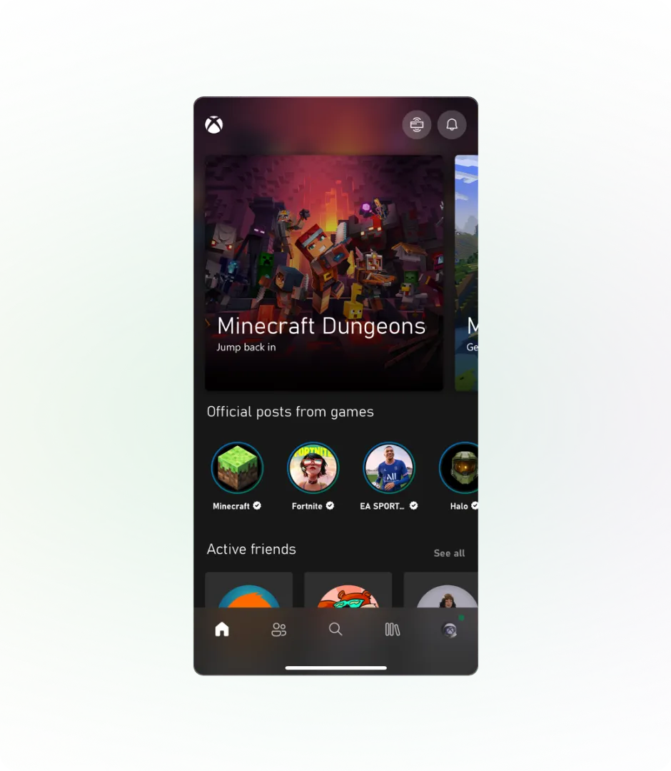 Xbox Mobile App: Designed to be a console companion app, and the primary way to engage with your gaming community on the go.