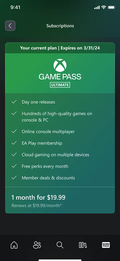 Subscription details
